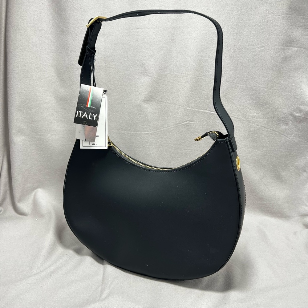 Viola‎ Castellani Black Leather Hobo Adjustable Strap Removable Crossbody Strap